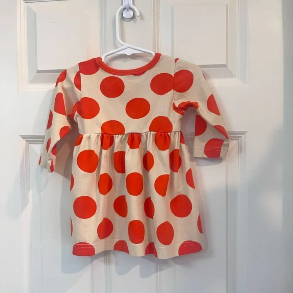 Kelly’s Kids Girls Orange and Cream Polka Dot Dress 12M - Picture 5 of 6